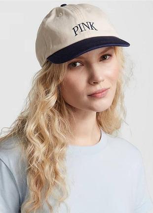 Женская кепка бейсболка baseball hat из коллекции victoria's secret pink цвет молочный синий размер