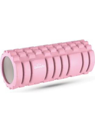 Масажний ролик queenfit для йоги та фітнесу eva 33*14см рожевий