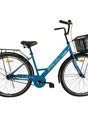 Велосипед spark city lira (колеса - 28", сталева рама - 18") з кошиком світло-синій