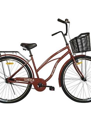 Велосипед spark city vista (колеса - 28", сталева рама - 18") з кошиком темно-бордовий