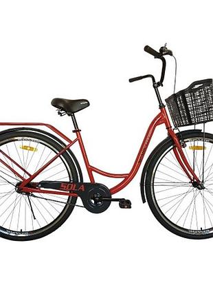 Велосипед spark city sola (колеса - 28", сталева рама - 18") із кошиком яскраво-червоний
