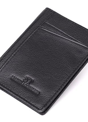 Мужской кошелек для карточек из натуральной кожи st leather 23091 черный