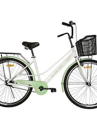 Велосипед spark city mira (колеса - 28", сталева рама - 18") з кошиком білий із зеленим