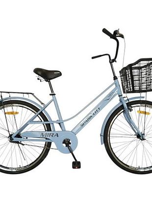Велосипед spark city mira (колеса - 26", стальная рама - 17") с корзиной светло-голубой