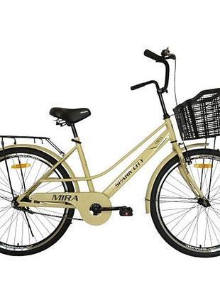 Велосипед spark city mira (колеса - 26", стальная рама - 17") с корзиной светло-бежевый