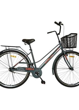 Велосипед spark city mira (колеса - 28", сталева рама - 18") з кошиком графітовий