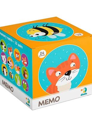 Детская настольная игра мемо "животные" dodo 300145, 12 изображений | maxisvit