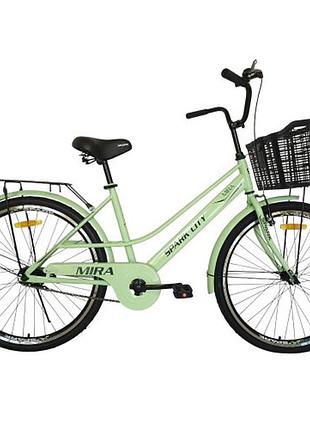 Велосипед spark city mira (колеса - 26", стальная рама - 17") с корзиной светло-салатовый