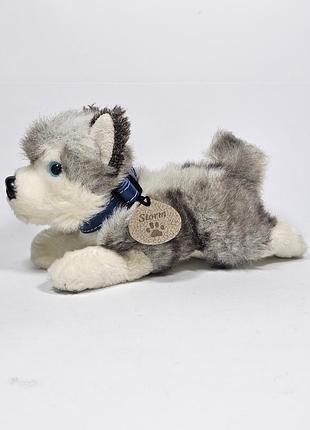 Игрушка keel storm grey husky blue eyed puppy dog blue collar & name tag soft plush toy