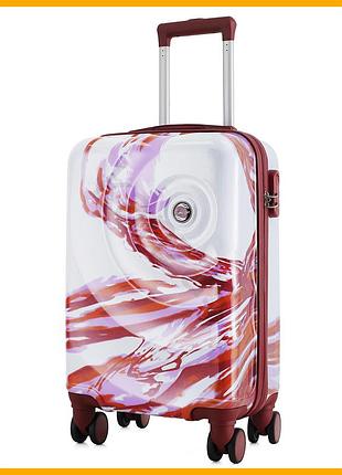 Чемодан semi line 20" white/red print для путешествий ручная кладь на 4 колесах с кодовым замком