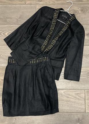 Костюм жіночий лляний чорний limited collection р. 10/38/m - підійде також на р. 8/36/s