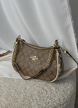 Сумка coach bolso de hombro teri бежевый + питон