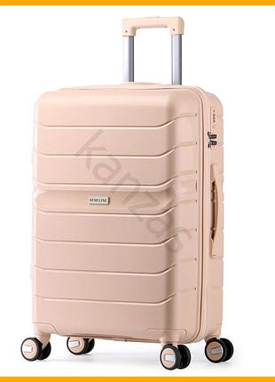 Чемодан semi line 24" cappuccino жесткий из полипропилена на 4 колесах для путешествий и деловых поездок.