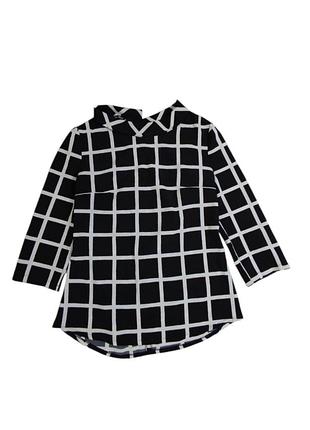 Блузка жіноча чорно-біла картата goldi, розмір xs, рукав три чверті