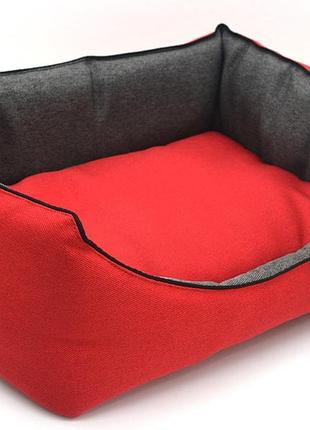 Лежак для собак и котов loft красный + серый №1 300х400х180 мм