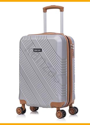 Чемодан semi line 20" light grey жесткая ручная кладь с кодовым замком для путешествий и деловых поездок