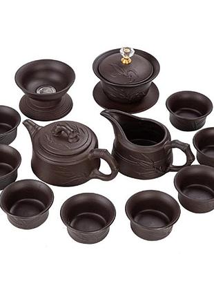 Чайный сервиз bamboo yi xing 13 предметов из фиолетовой исинской глины