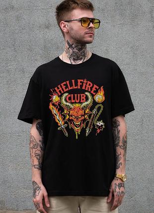 Чоловіча оверсайз футболка without з принтом hellfire club black