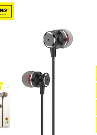 Навушники дротові вакуумні foneng t51 black, 120cм