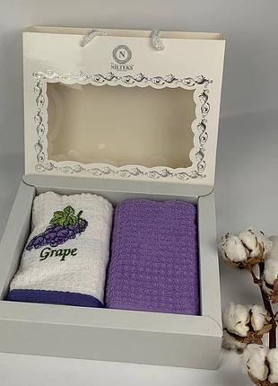 Набір махрових рушників nilteks 2шт fruit grape