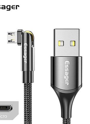Зарядный кабель essager usb с вращающимся коннектором micro usb 3a 1метр(ps)