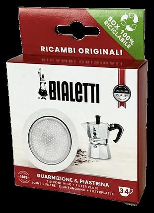 Набір bialetti 3-4 cup moka express, ущільнювач + фільтр для гейзерної кавоварки
