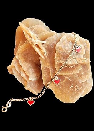 Срібний браслет з серцями. емаль. браслет серце. 14,8 см.німеччина.