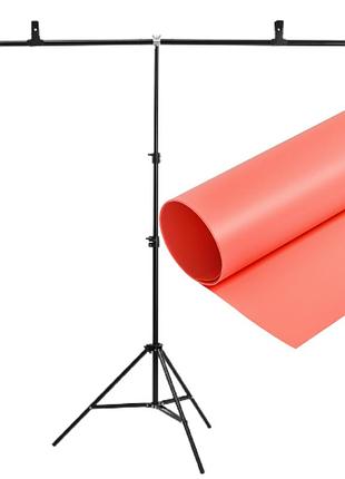 Набор пвх фон 100×200 см розовый + т- образная стойка для фона