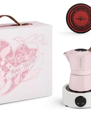 Набор mhw-3bomber flipped moka pot gift box с гейзерной кофеваркой pink