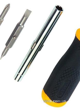 Викрутка stanley "6 way" : насадки двосторонні ph1/ph2 1 шт, sl4,5/sl6 1 шт. подовжувач 6x8 мм