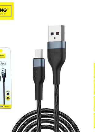 Зарядний кабель spiral foneng micro-usb 1метр