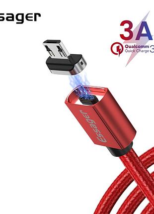 Магнітний кабель червоний essager для micro usb 1метр