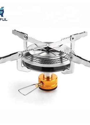 Газовая туристическая складная горелка cemping stove kl-s2 (at6) 2800 вт, 142 г, нержавеющая сталь, резьбовая, с кейсом