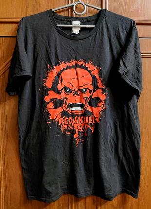 Футболка, мужская футболка, marvel, fruit of the loom, red skull, красный череп
