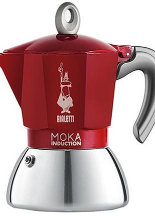 Гейзерная кофеварка bialetti 150 мл moka induction red 4 чашки