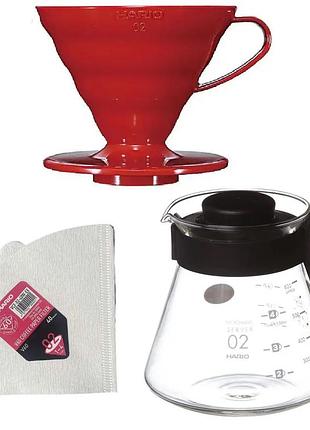 Комлект hario v60 red 02 на 3 предмета 600мл