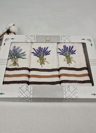 Набір вафельних рушників nilteks 3шт qualite lavander v-1