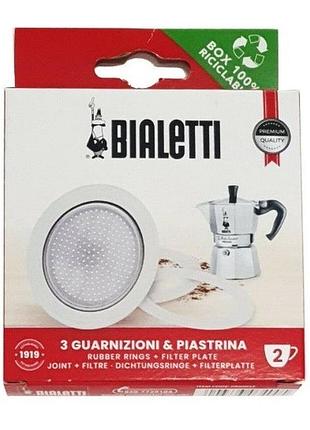 Комлект прокладок для bialetti 3 уплотнителя + фильтр 2 cup guarnizione