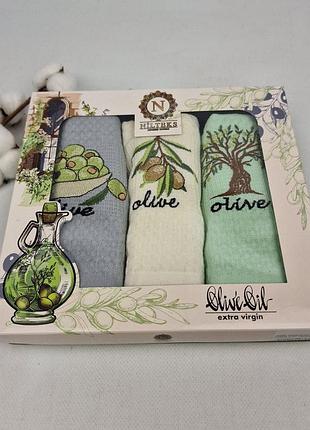 Набір вафельних рушників nilteks 3 шт packaging olive