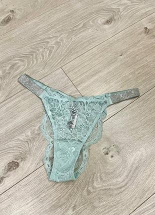 Трусики стрінги мереживні зі стразами victoria’s secret