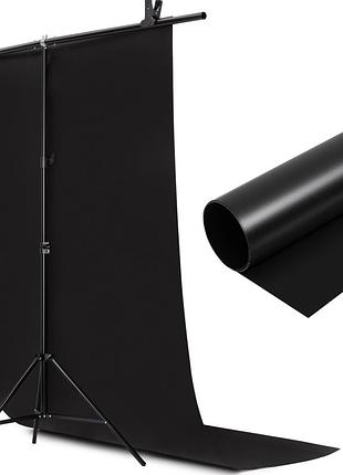 Виниловый пвх фон profi-light 150×200 см черный матовый