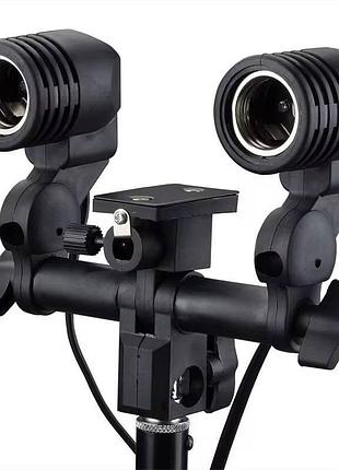 Держатель двух ламп profi-light с патронами e27 и отверстием для зонта