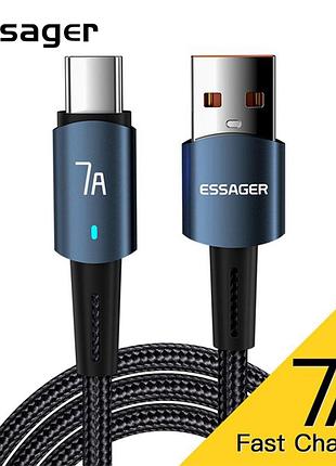 Зарядний кабель essager sunset чорний usb type-c 7a 1метр