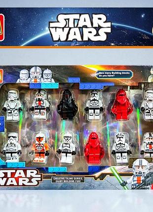 Игровые фигурки человечки star wars, набор фигурок лего герои звездные войны 12 шт