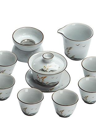 Чайний набір gaiwan reed landscape 180 мл з піалами керамічний
