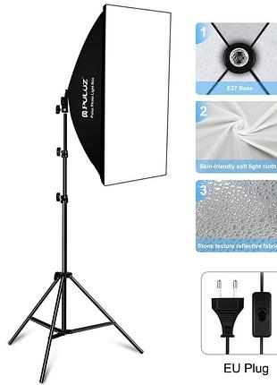 Софтбокс с патроном е27 puluz 50x70 cm + стойка 2 м