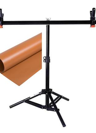 Комплект держатель фона + коричневый пвх фон 68×130 см prolight(ps)