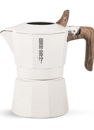 Кофеварка гейзерная 100 мл. mhw-3bomber double valve moka pot белая