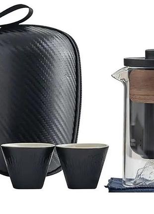 Набір travel tea set для чайної церемонії із сумкою чорний