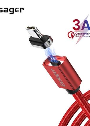 Магнитный кабель красный essager usb type-c 1метр